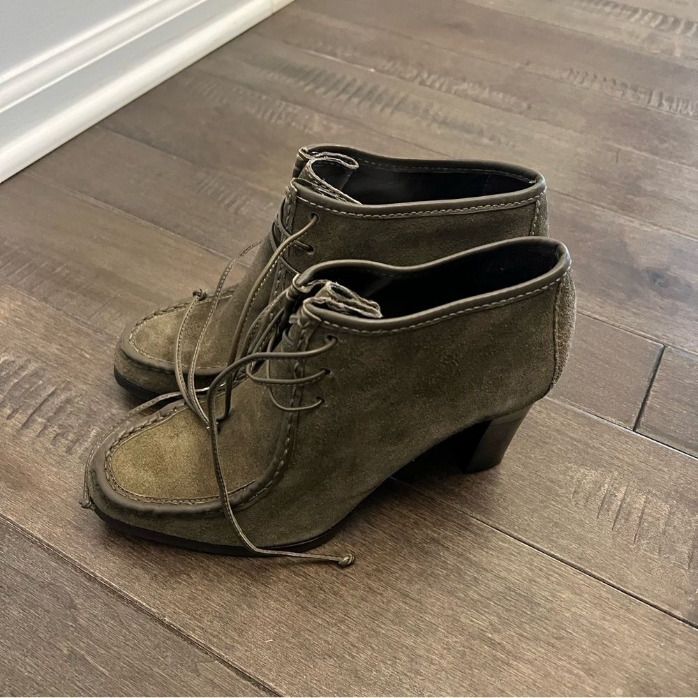 DVF Diane Von Furstenberg Georgia Ankle Boots Suede Leather Booties Lace Up 8